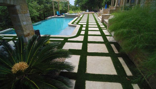 outdoor pool with paving